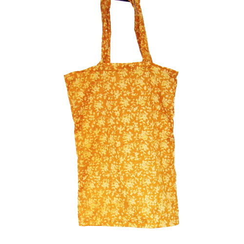 Vintage shopping bag silk sari okergeel
