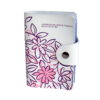 Visitekaartjes etui crème met roze bloemen