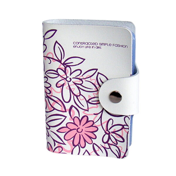 Visitekaartjes etui crème met roze bloemen