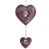Hangend metalen hart in antiek-look, paars