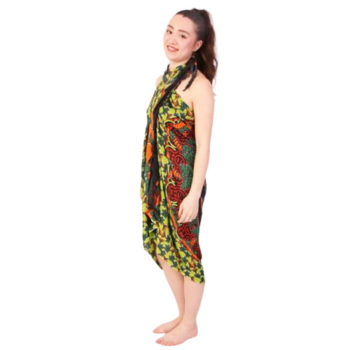 mooie sarong in de kleuren groen, oranje, zwart en wit