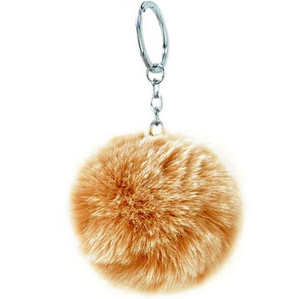 Tas/sleutelhanger pluis bruin/crème
