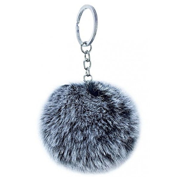 Tas/sleutelhanger pluis zwart/grijs