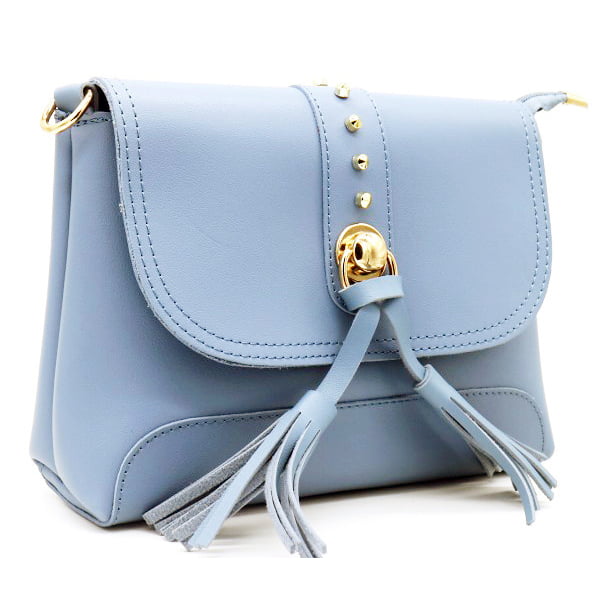 Grijsblauwe handtas met tassels