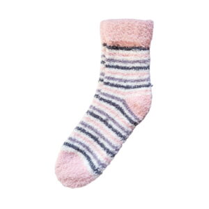 Warme fleece huissokken roze gestreept 35/40