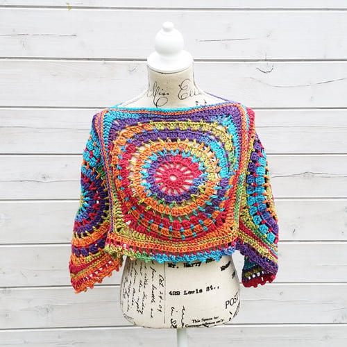 Kinderponcho regenboogkleuren