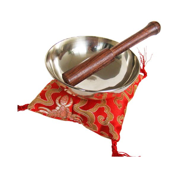 Klankschaalkussen rood met bloemmotief (12x12)