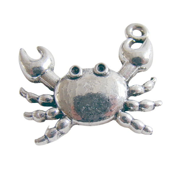 zilverkleurige krab bedel