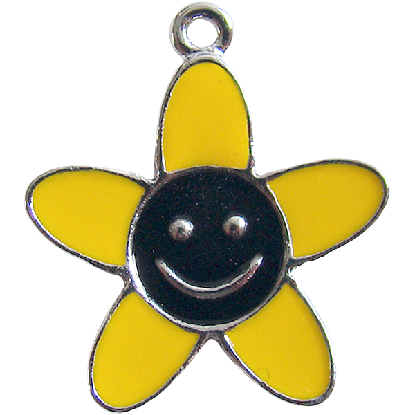 Bedel bloem met gezichtje geel/zwart