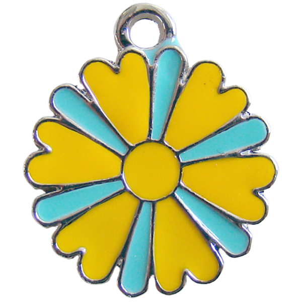 Bedel bloem geel/turquoise