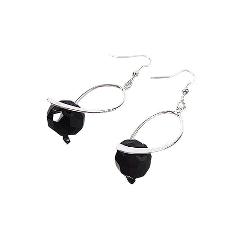 Oorbellen met glaskraal zwart