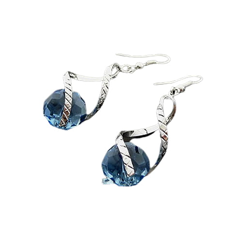 Oorbellen met glaskraal blauw