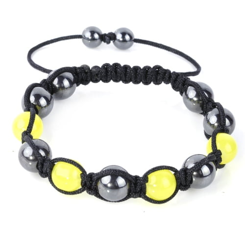 Shamballa armband geel met zwart