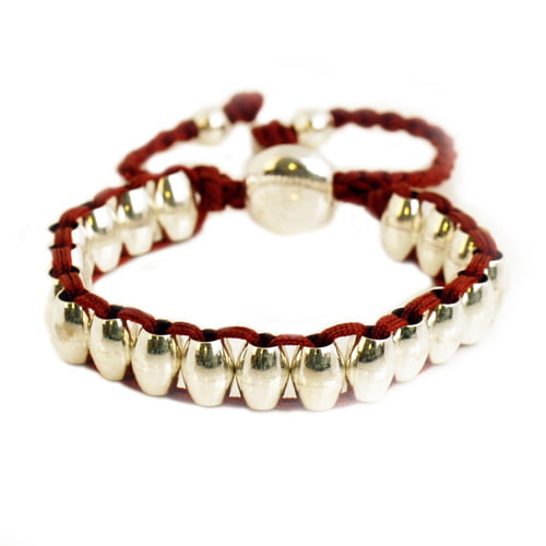Lulu armband zilver/roodbruin