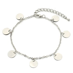 Zilverkleurig enkelbandje met bedeltjes