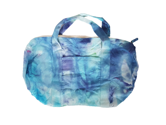 Weekendtas handgeverfd blauw groen paars