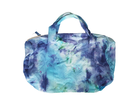 Weekendtas handgeverfd blauw groen paars
