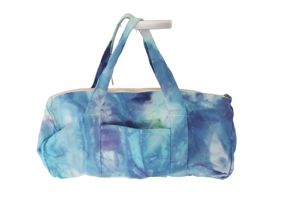 Weekendtas handgeverfd blauw groen paars