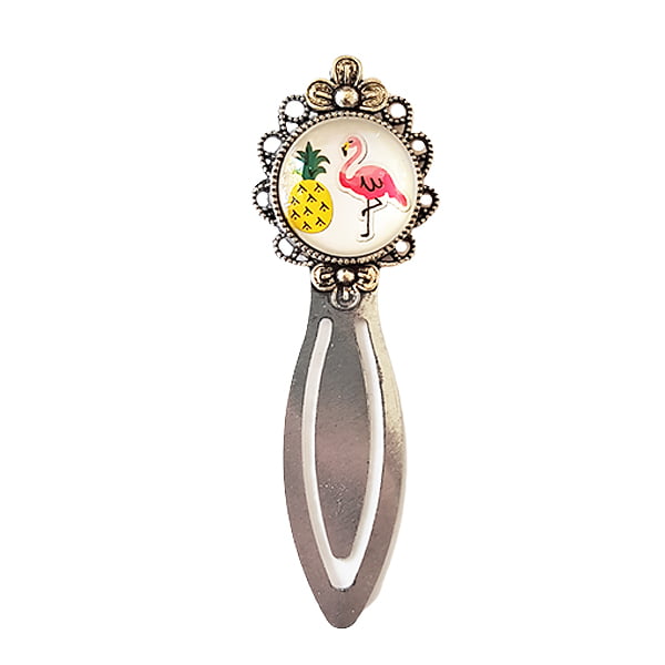 Boekenlegger met flamingo - oudzilverkleur