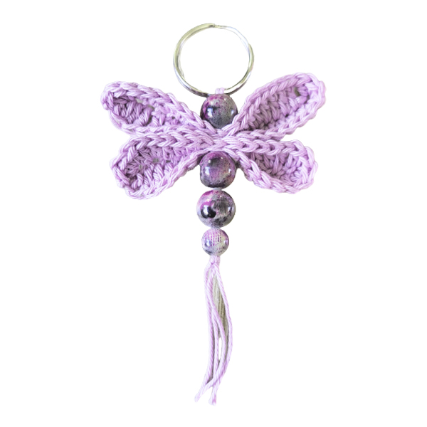 Libelle sleutelhanger lila en paars
