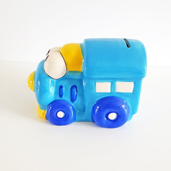 Spaarpot locomotief blauw