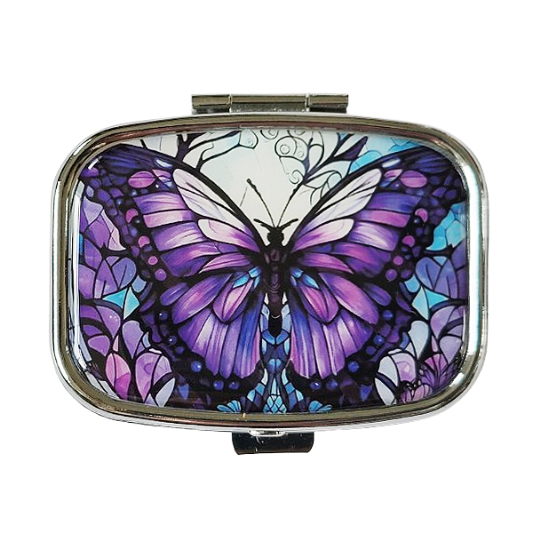 pillendoosje rechthoek vlinder Mooi rechthoekig pillendoosje met paarse vlinder