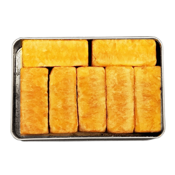 zilvergrijs opbergblikje voor het bewaren van amberblokjes