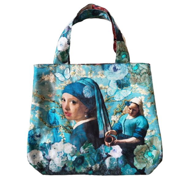 Stenzo paneel voor tas met Vermeer afbeelding in 2 kleuren