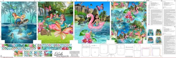 Kindertas 23345 mermaids Leuke kinderrugtas van Stenzo om zelf te naaien, met 4 verschillende afbeeldingen