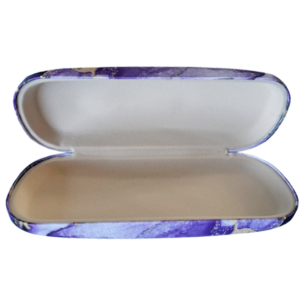 Mooie hardcase brillenkoker met paars/goud marmermotief
