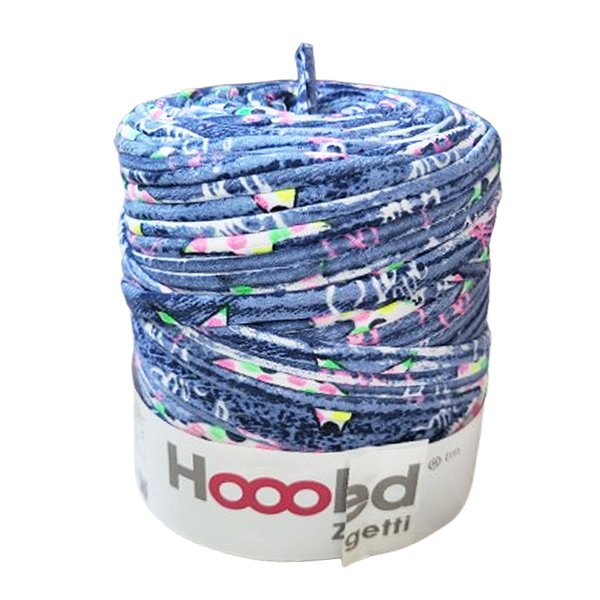 Hoooked Zpagetti print jeansblauw met neonroze en neongroen