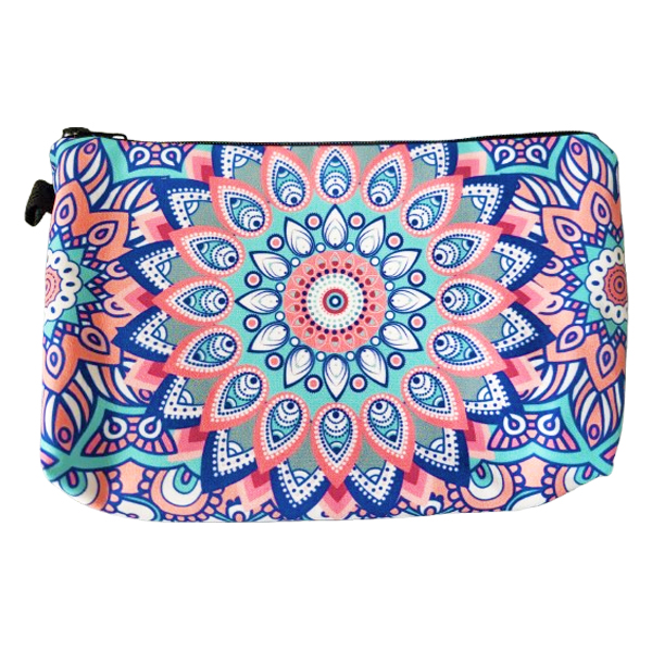 Toilettasje/make-up tasje mandala roze blauw