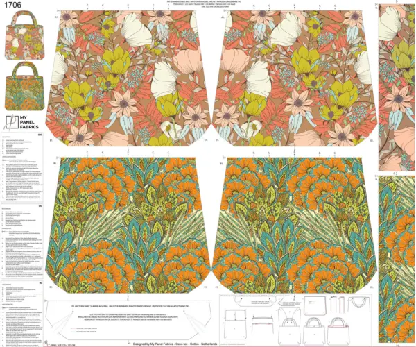Taspaneel terra retro bloemen